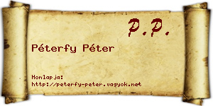 Péterfy Péter névjegykártya